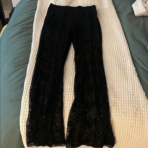Black Lace Flared Pants